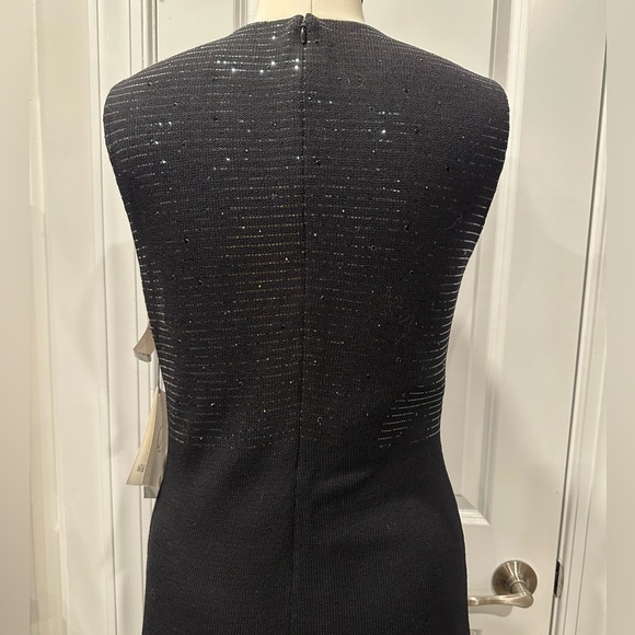 NWT Elegant St. John Sleeveless Black Sequin/Mesh Evening Dress, Size 6 - Picture 6 of 12
